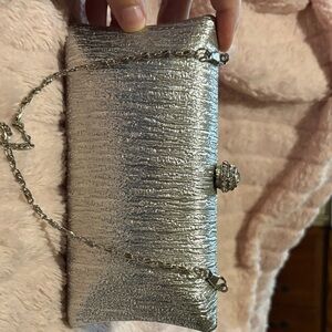 Elegant Silver Textured Clutch